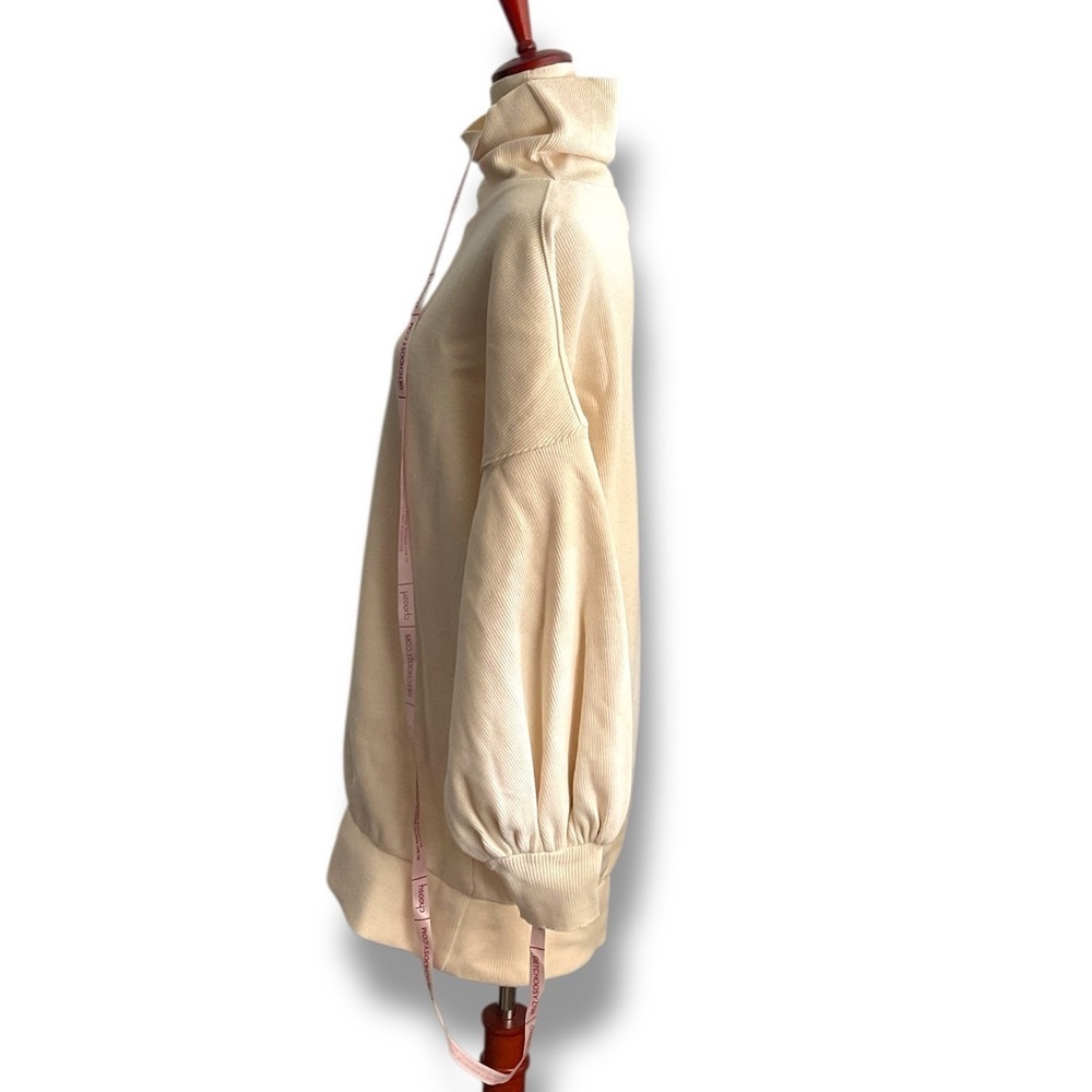 Choosy Cream Turtleneck Oversized Balloon Sleeve Boyfriend Sweater - Picture 3 of 10